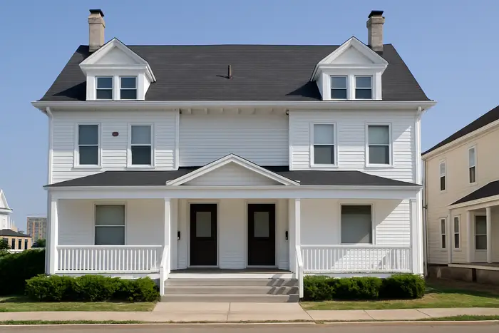 House facade with traditional AI transformation
