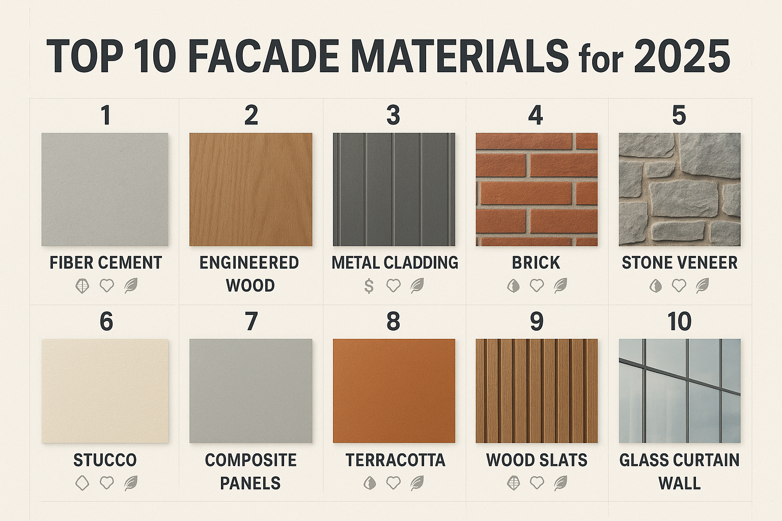 Top 10 des matériaux de façade pour 2025